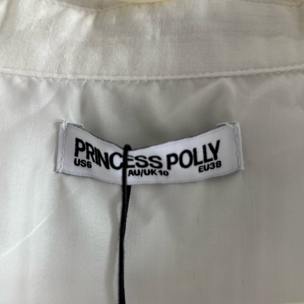 Princess Polly Women Ellowenn White Top Collared, Long Sleeves Sz US 6 - Picture 8 of 11